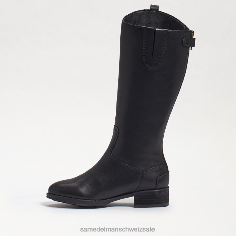 CH Sam Edelman Kinder Penny-Reitstiefel schwarzes Leder X2J861007 Schuhwerk