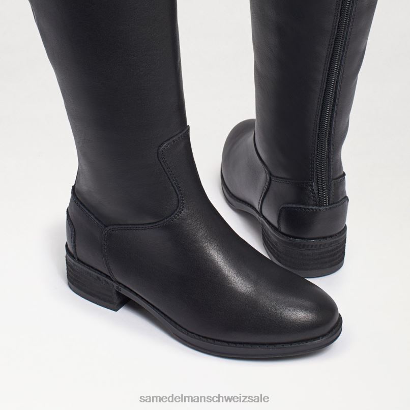 CH Sam Edelman Kinder Penny-Reitstiefel schwarzes Leder X2J861007 Schuhwerk